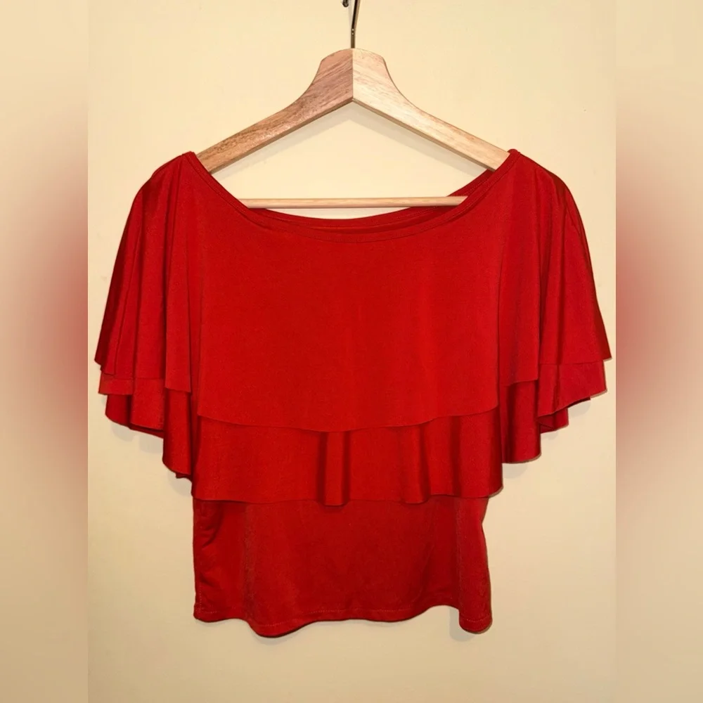 Red Ruffle Off-Shoulder Top | S-M - Picture 1 of 6